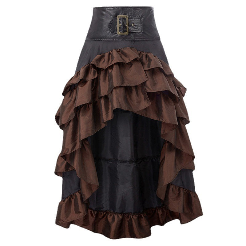 Front Long Back Irregular Ruffles High Waist Dresses