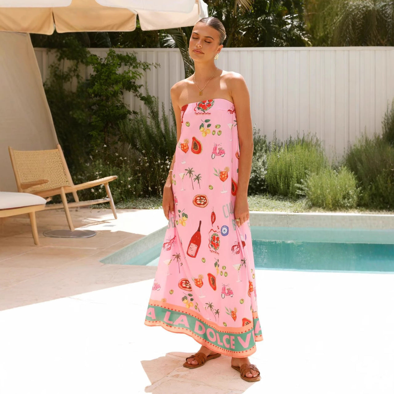 Temperament Casual Linen Vacation Style Tube Tops
