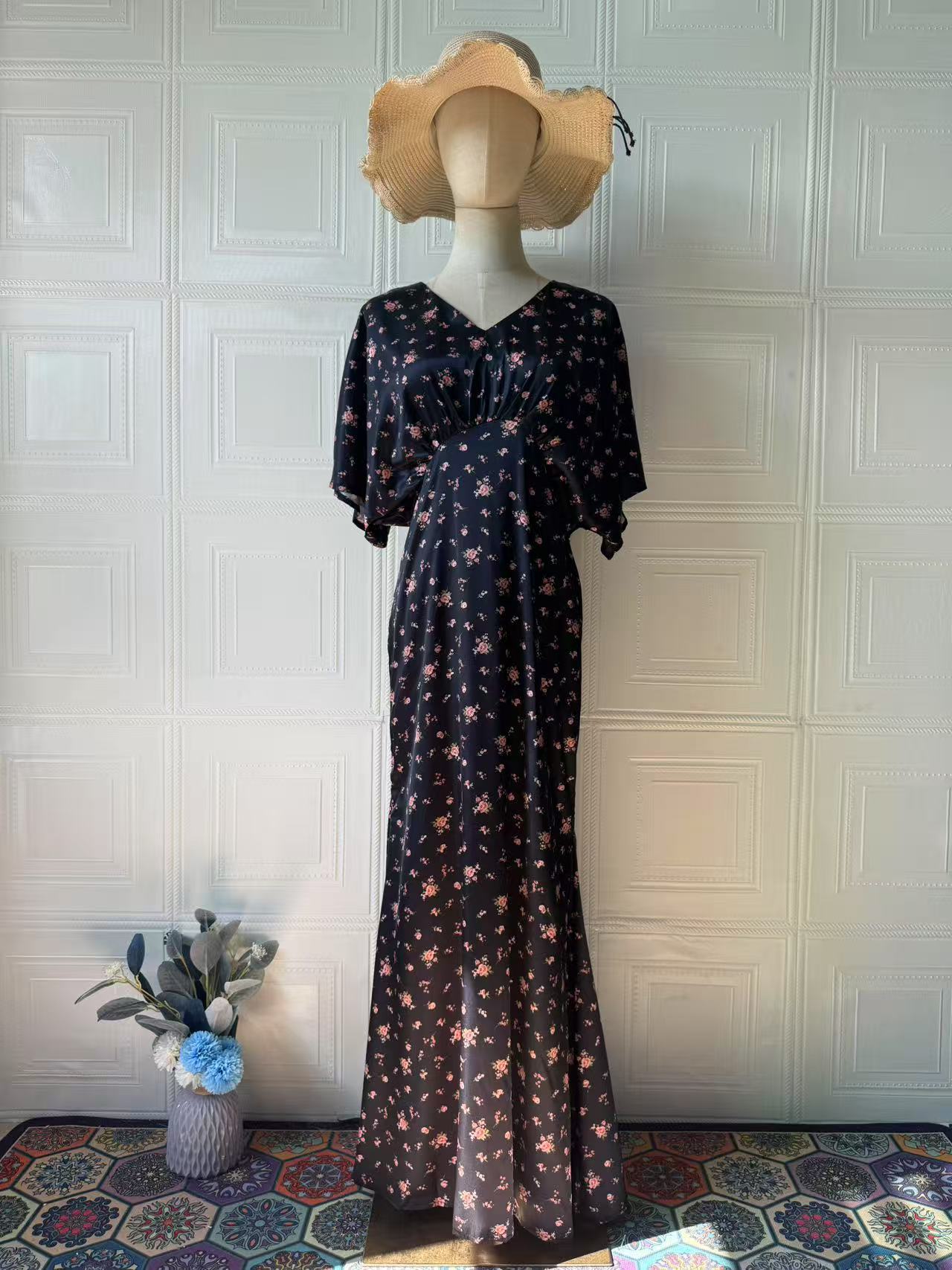 Summer Retro Sexy Elegant Sleeve Smooth Dresses