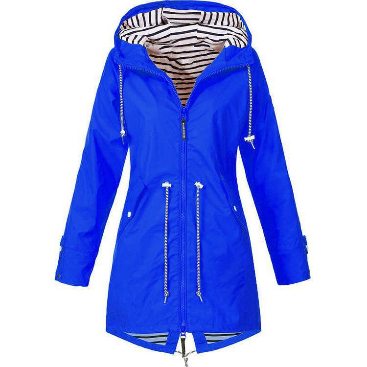 Striped Shell Outer Wear Waterproof Hooded Coats