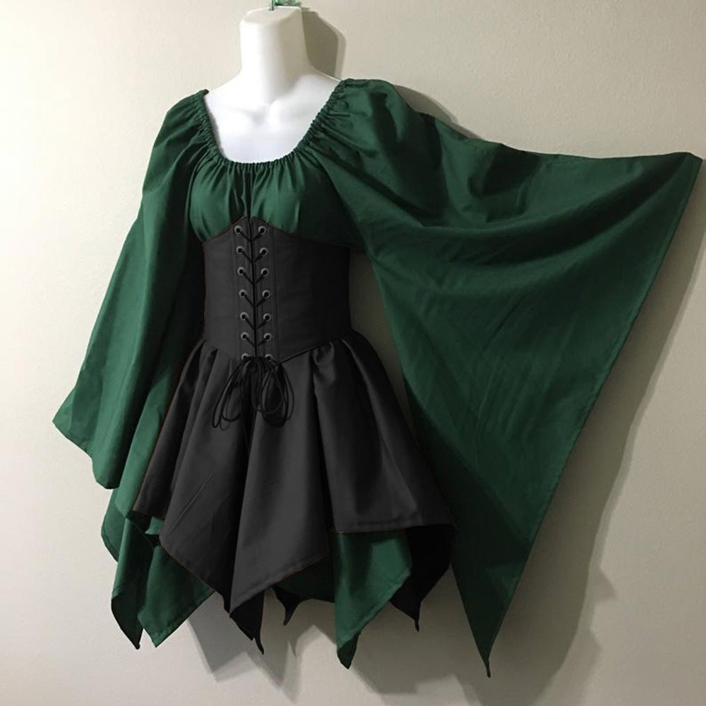 Medieval Renaissance Retro Trumpet Sleeve Long Dress