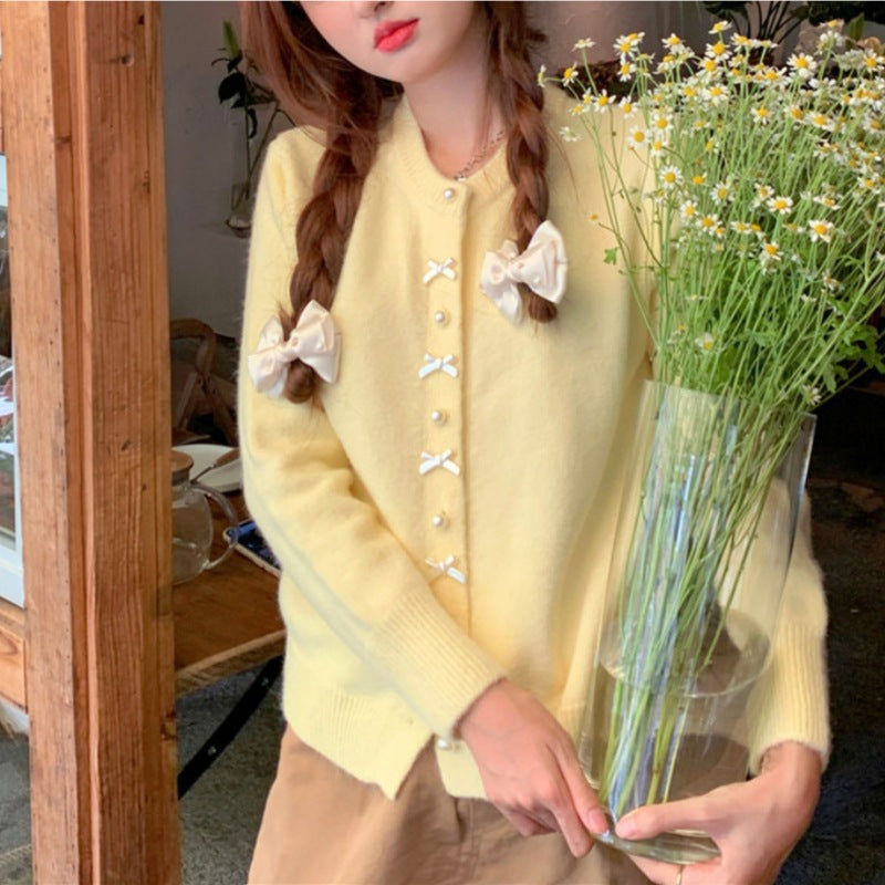 Korean Style Sweet Red Bow Younger Fashion Women's Sweater