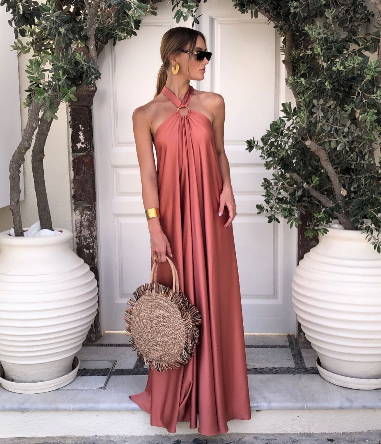 Women's Sexy Temperament Satin Sling Formal Swing Dress Dresses