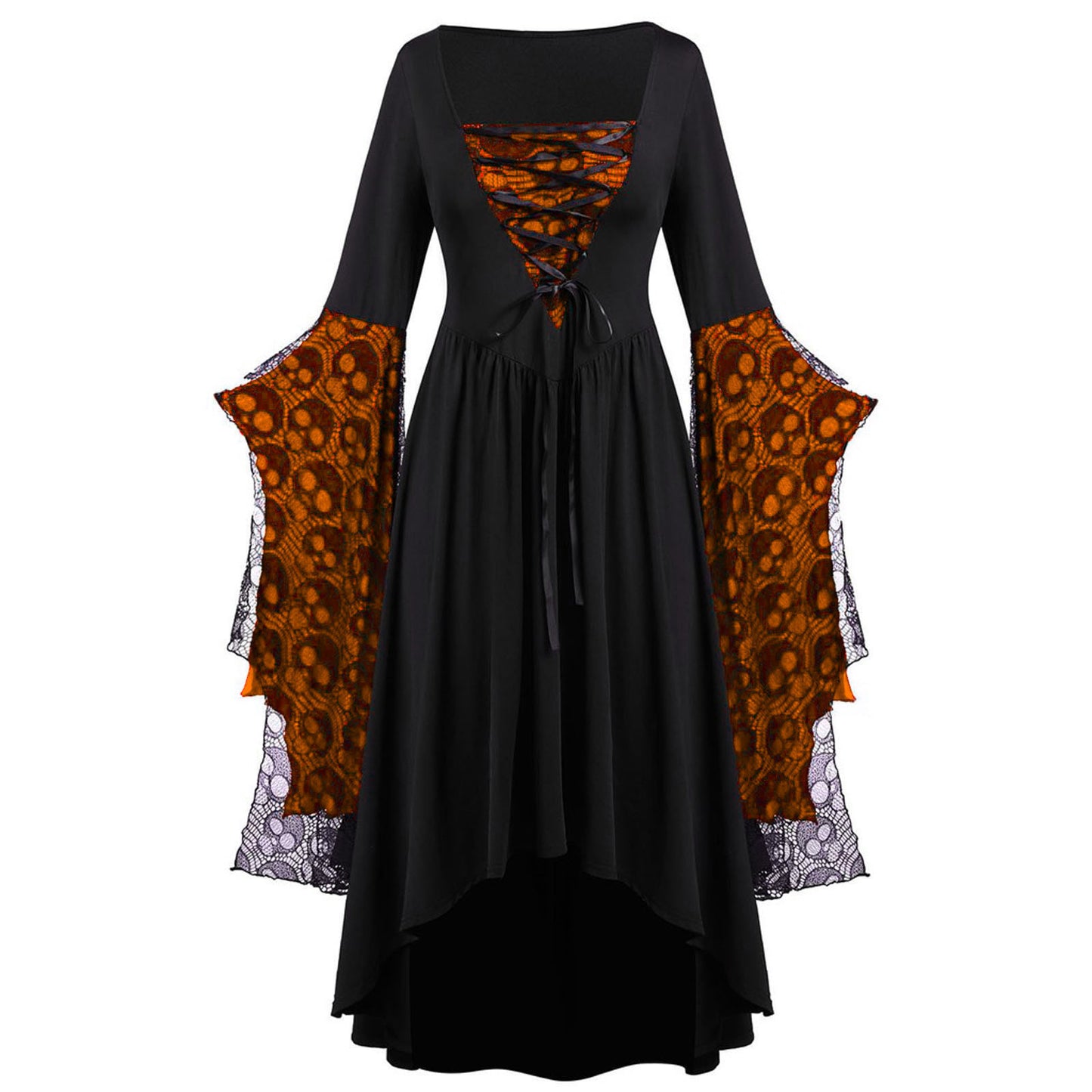 Women's Halloween With Skull Lace Tied Dress
