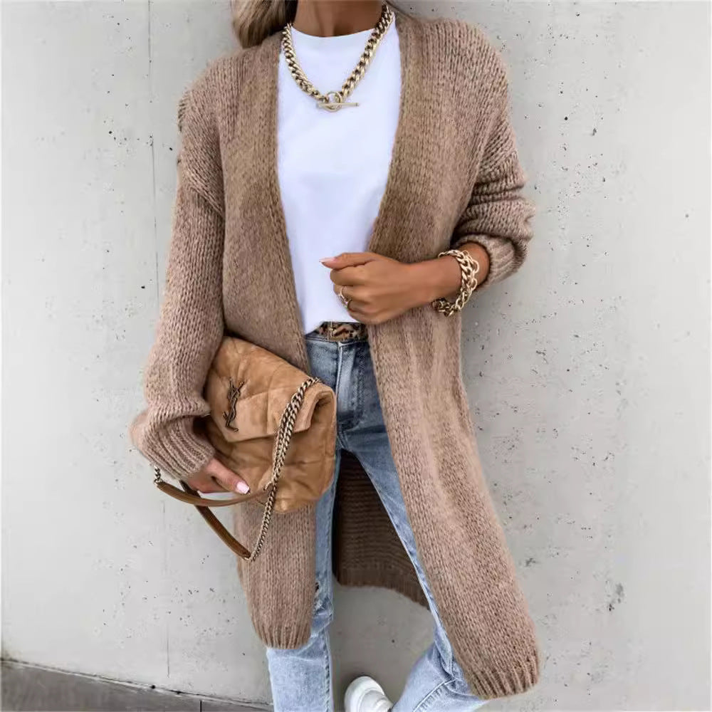 Women's Knitted Loose-fitting Solid Color Long Sleeves Women's Sweater