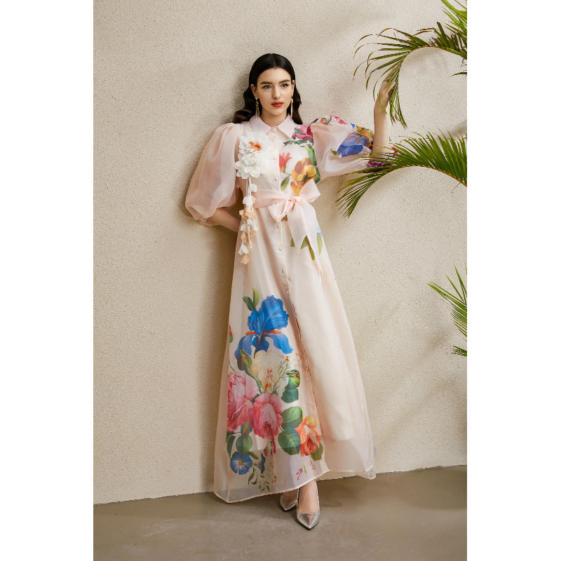 Women's Summer Palace Style Three-dimensional Flower Lantern Dresses