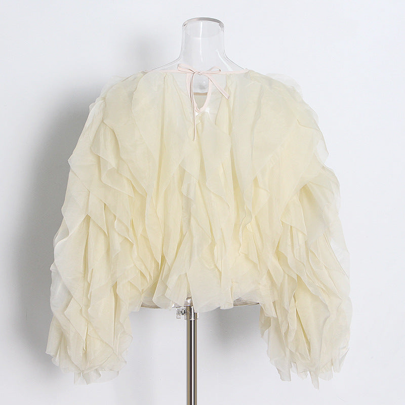 Elegant Solid Color Spring High-grade Round Blouses
