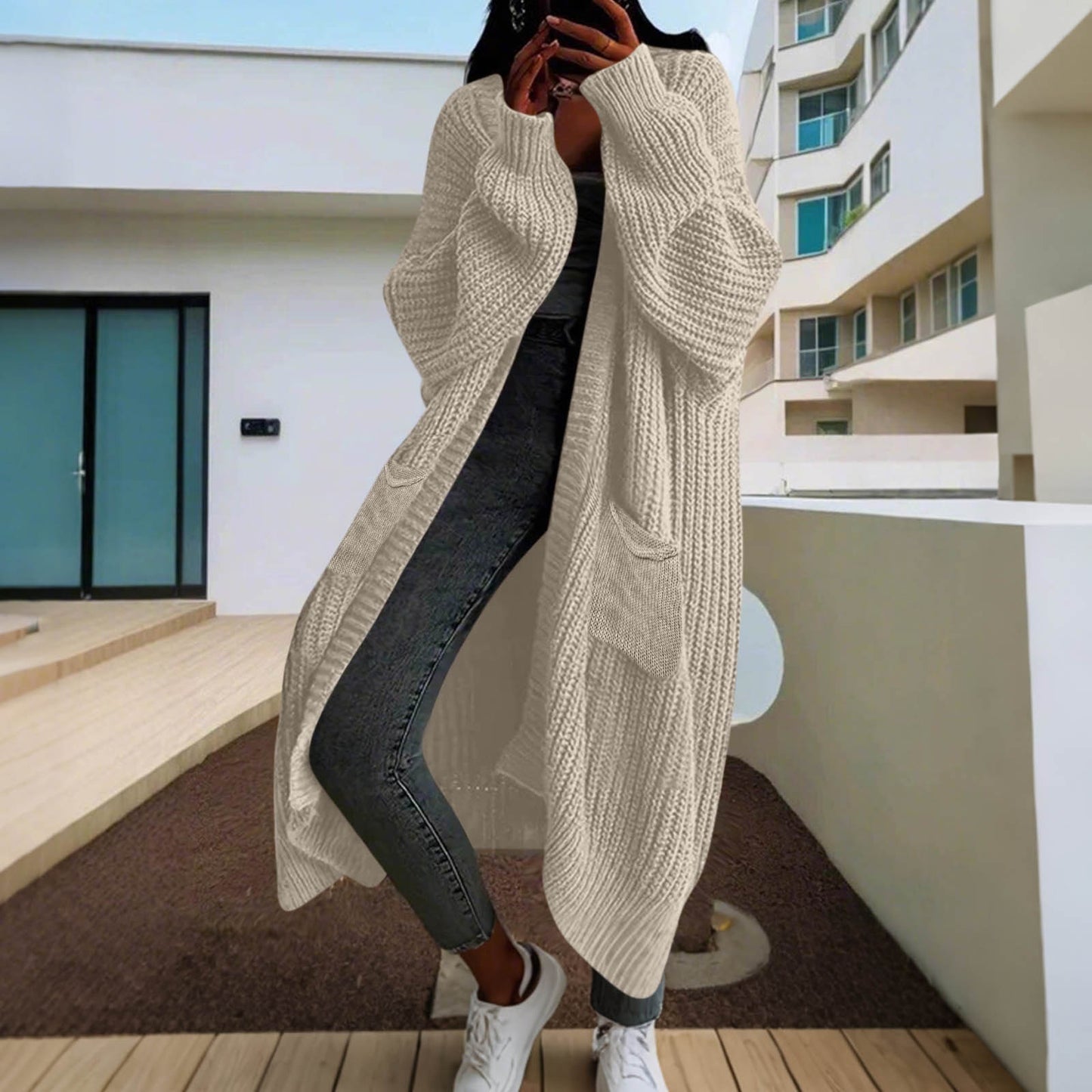 Durable Knitted Mid-length Lazy Loose Long-sleeved Jackets