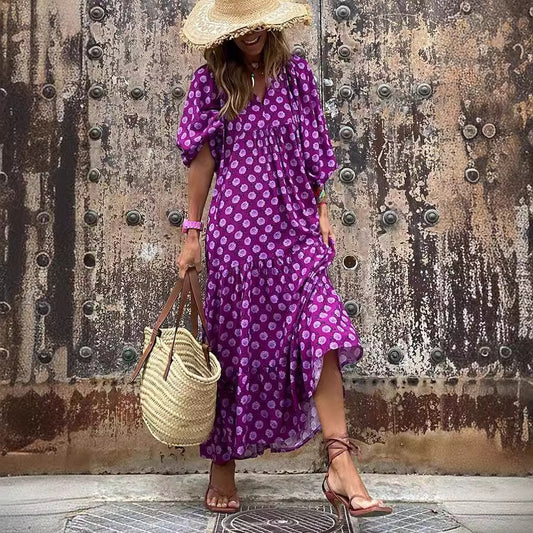 Women's Summer Digital Printed Long Dress Bohemian Dresses