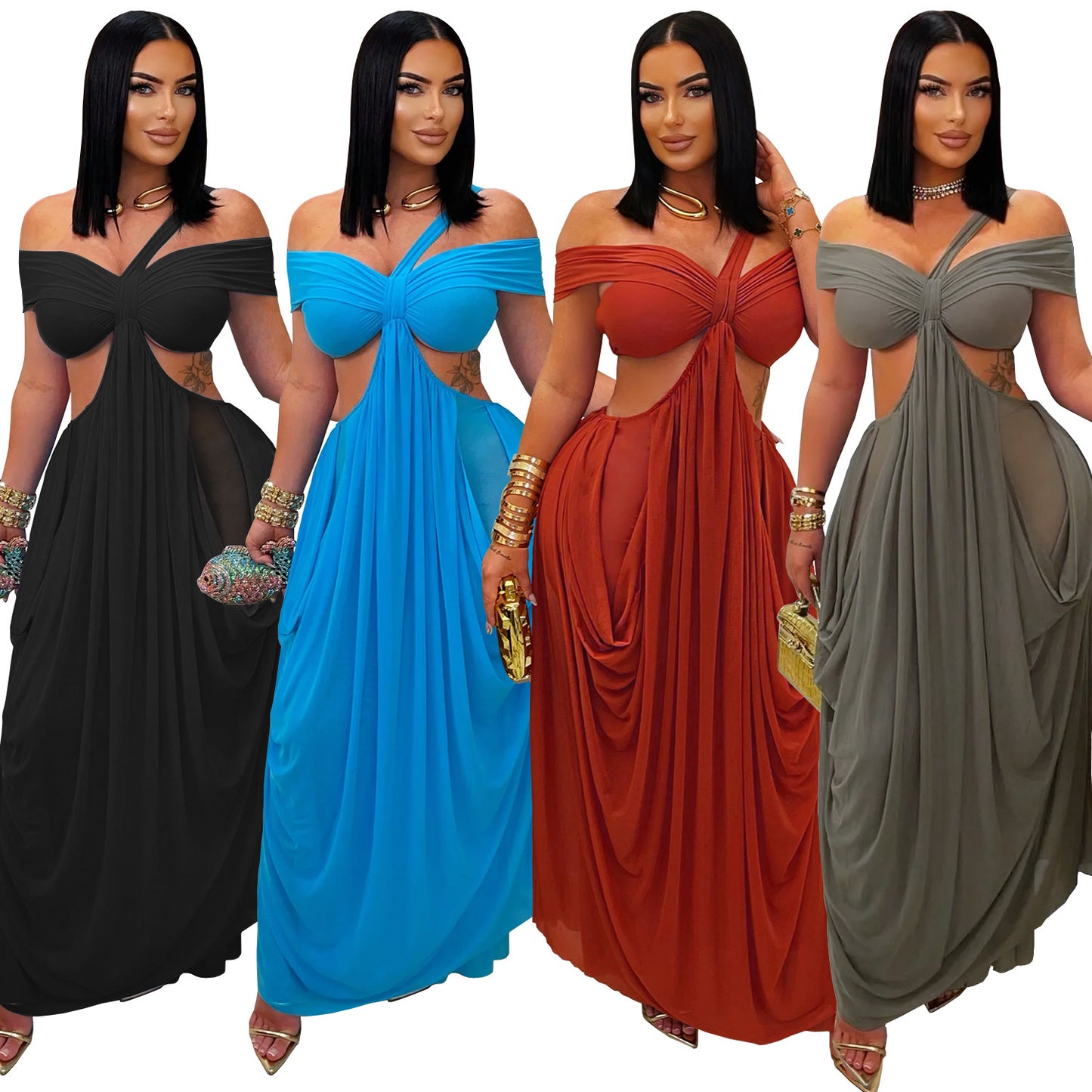 Women's Fashion Wear Sexy Bandeau Mesh Dress Dresses