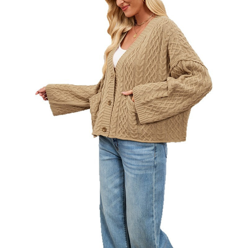 Women's Cable Loose-fitting Solid Color Knitted Sweaters