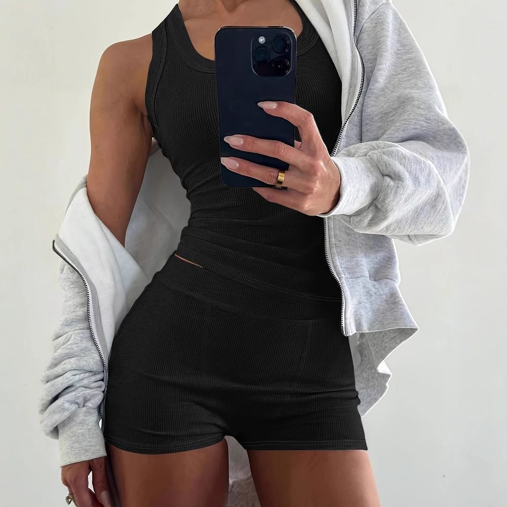 Full Light Gray Button Closure Rib Dresses