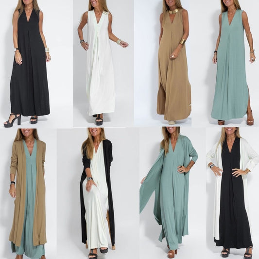 Beautiful Women's Solid Color Pullover Set Dress