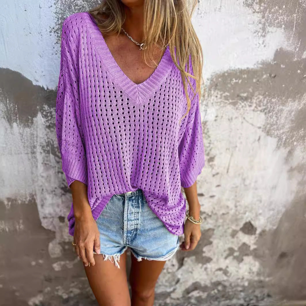 Hollow Out Outer Match Long-sleeved Idle Sweaters