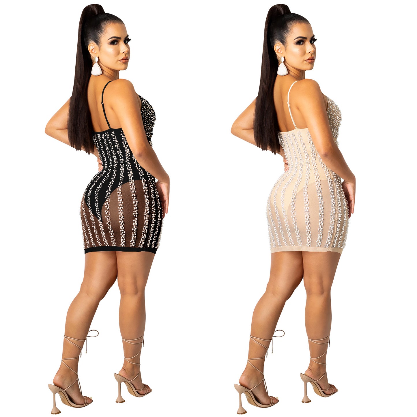 Women's Summer Night Shop Style Rhinestone Strap Dresses