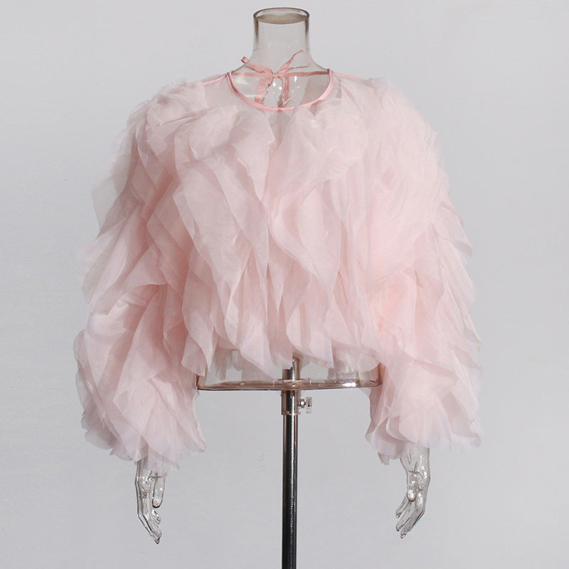 Elegant Solid Color Spring High-grade Round Blouses