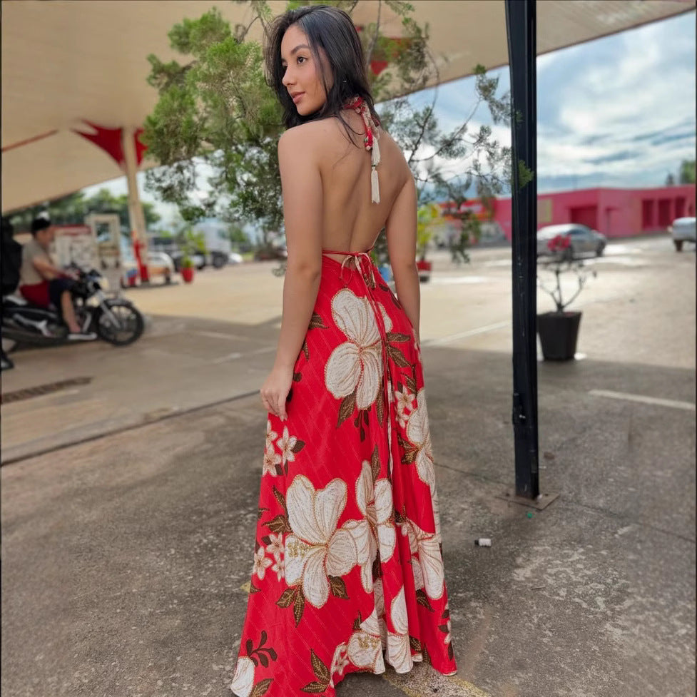 Women's Floral Print Fairy Long Elegant Large Dress