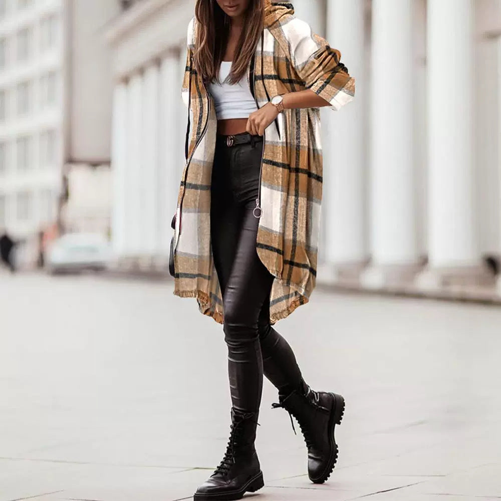 Popular Unique Plaid Long Sleeve Baggy Dresses