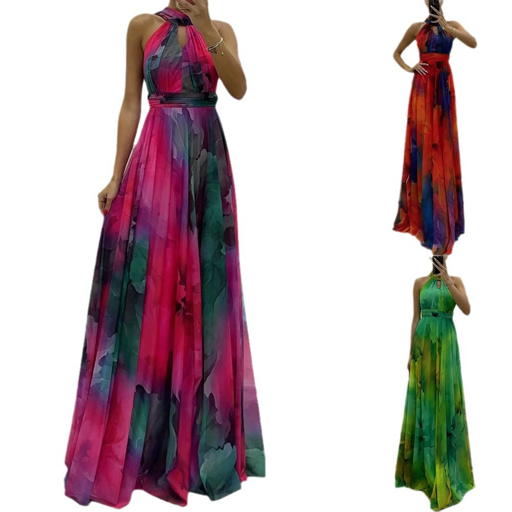 Women's Sleeveless Printed Dress Fashion Large Swing Dresses