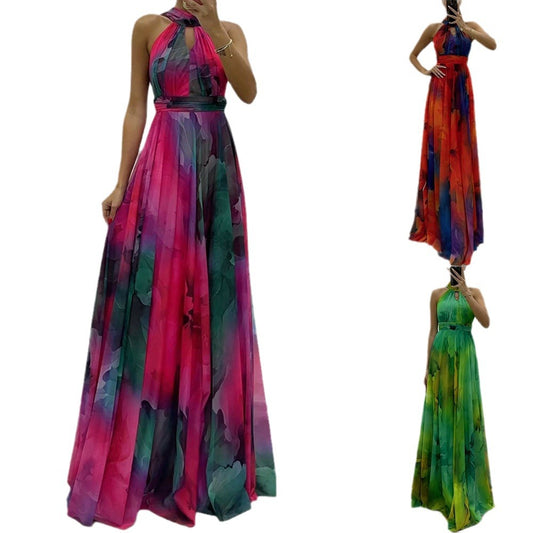 Women's Sleeveless Printed Dress Fashion Large Swing Dresses