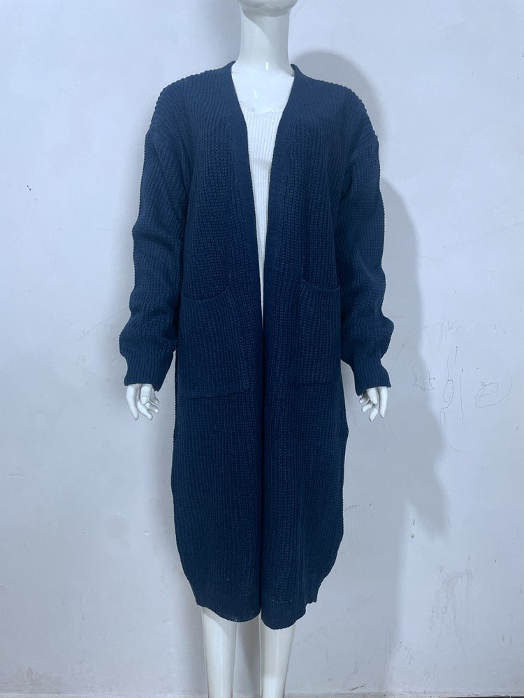 Women's Long Pocket Oversized Knit Loose Women's Sweater