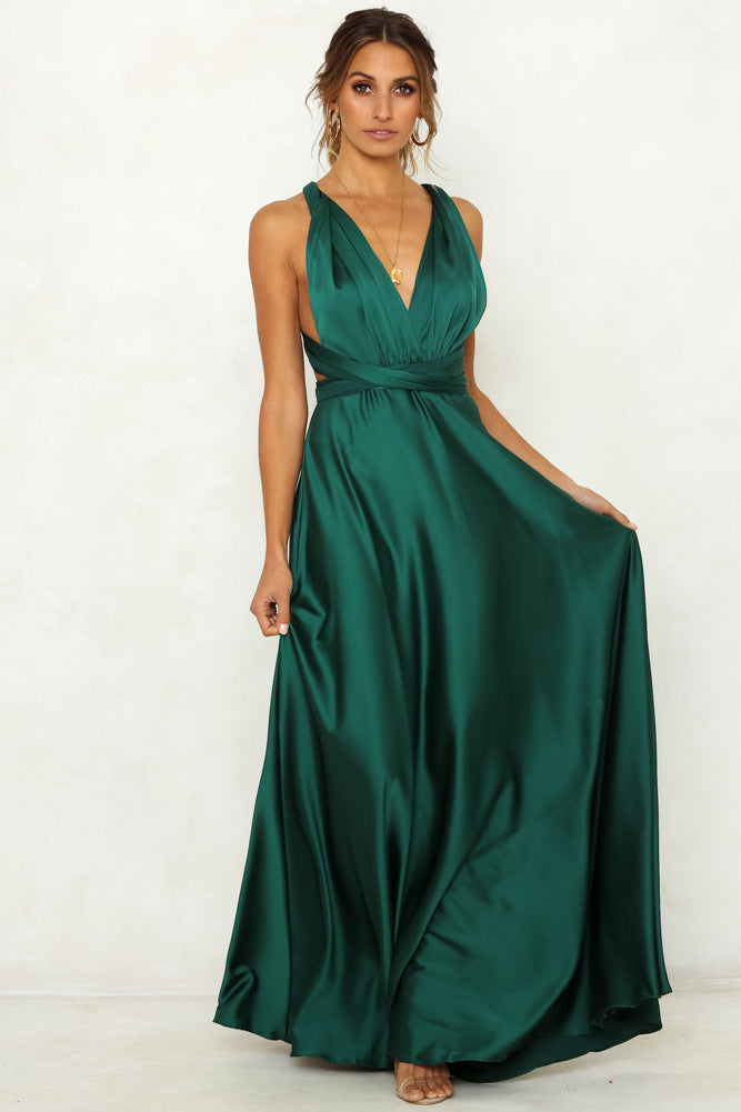 Women's Sleeveless Sexy Backless High Waist Large Swing Dresses