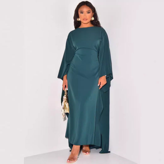 Women's Fashion Temperament Special Loose Round Neck Solid Color Dresses