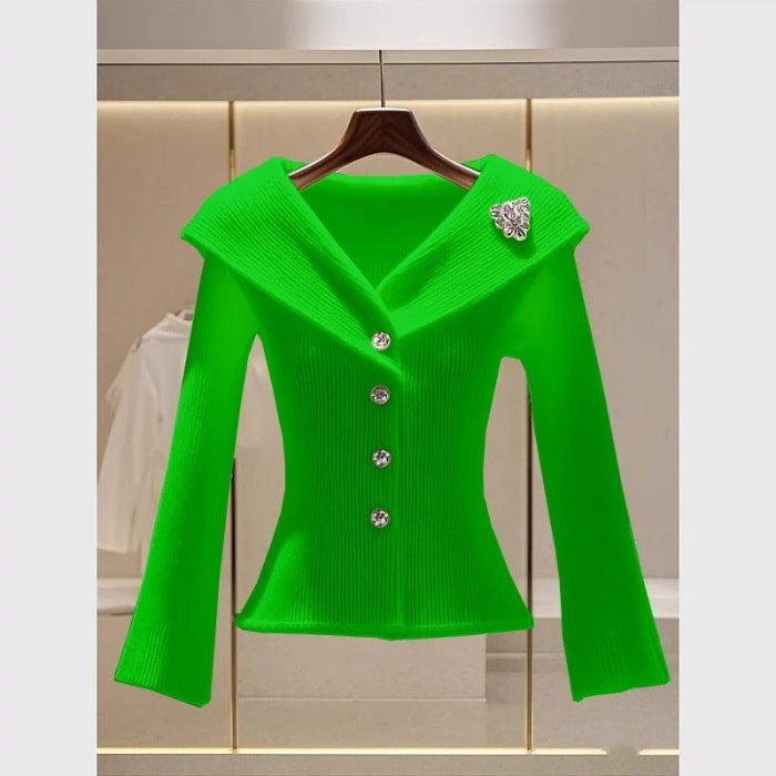 Classic Style Solid Color Advanced Design Niche Women's Sweater
