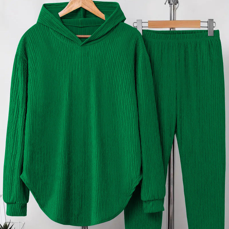 Women's Set Solid Color Long-sleeved Hooded Trousers Sweaters