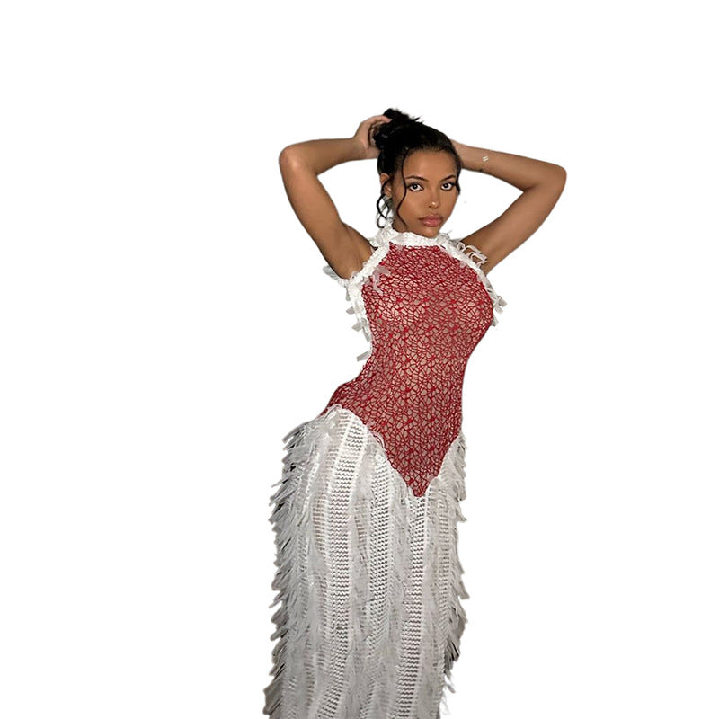 Women's Summer Trendy Unique Sleeveless Stitched Backless Dresses