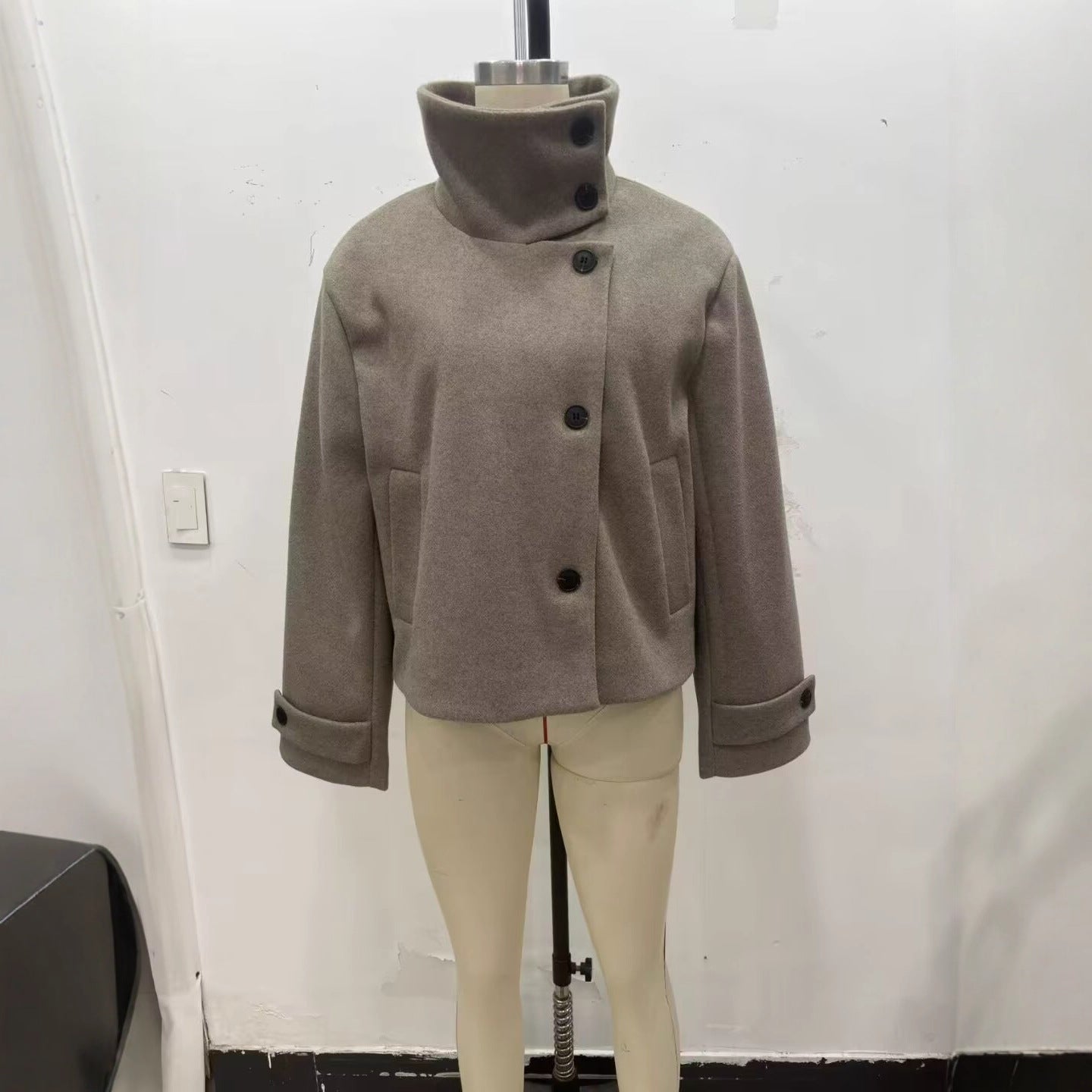 Women's Graceful Fashionable Personalized Stand Collar Commuter Coats
