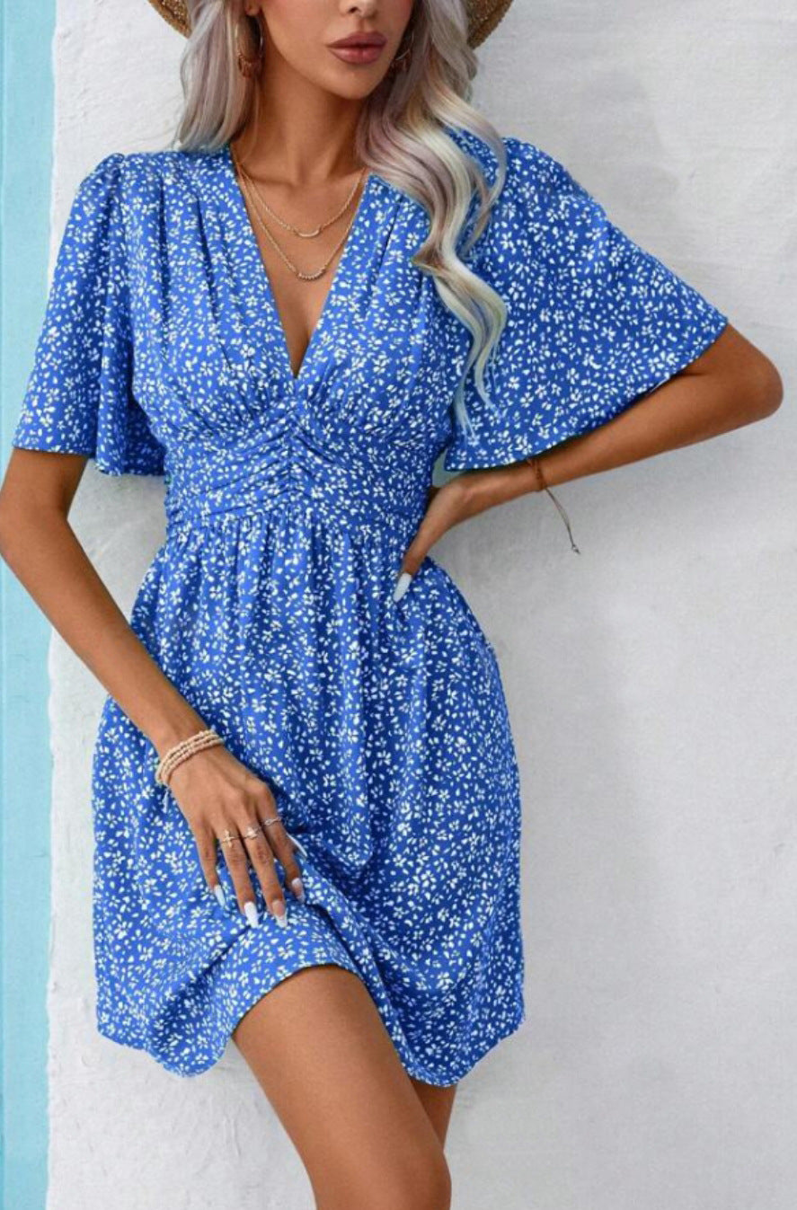 Summer Ruffle Sleeve Smocking Small Floral Dresses