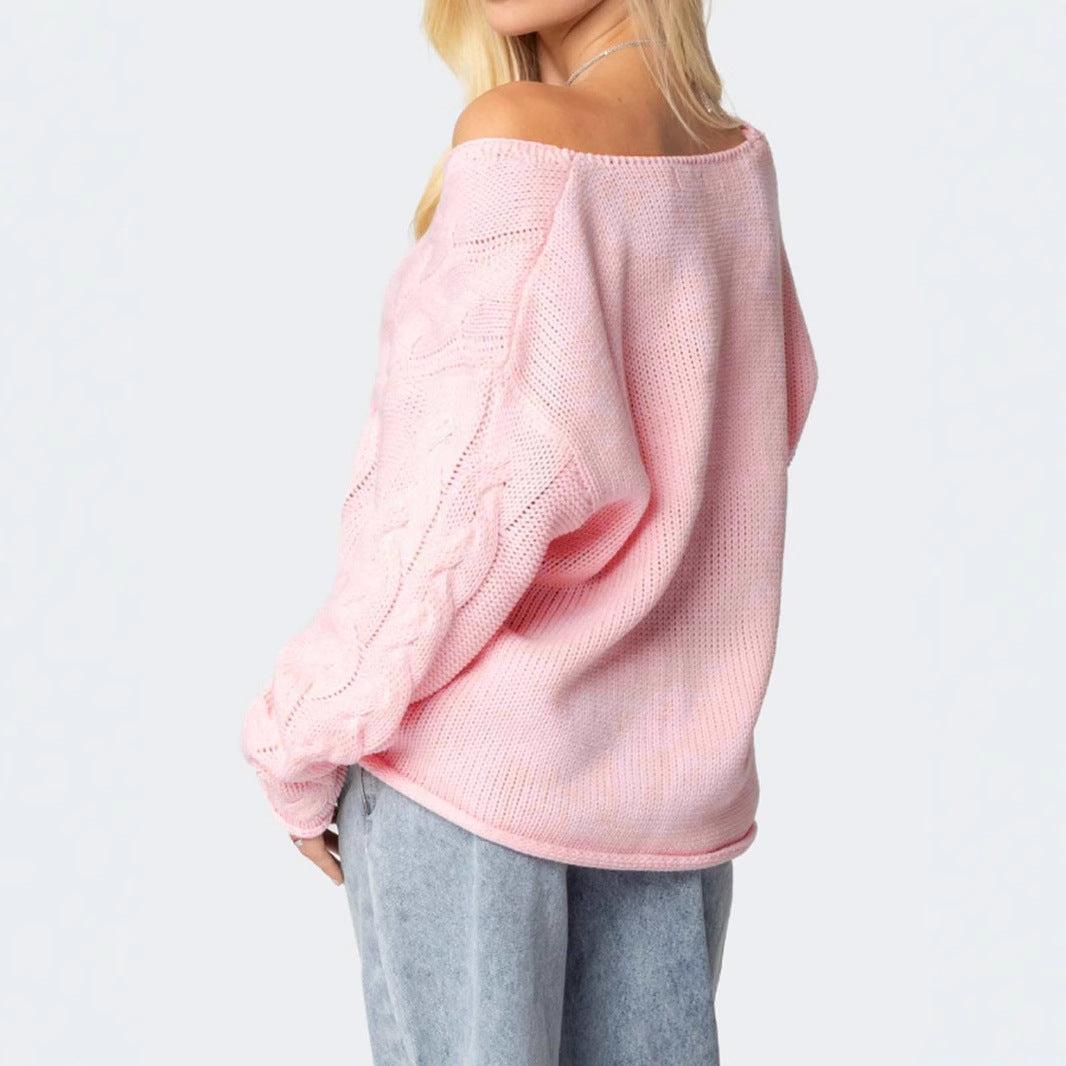Women's Autumn Solid Color Loose Lazy Style Twist Knitted Sweaters