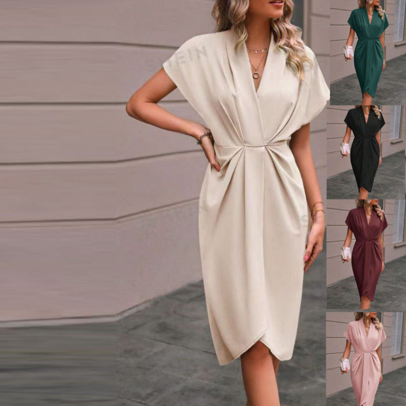 Women's Summer Solid Color Satin Sleeve Long Shorts
