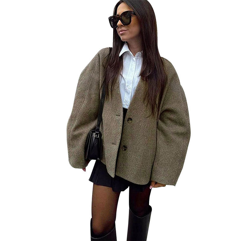 Women's Collar Long Sleeve Button Fashionable Comfortable Sweaters