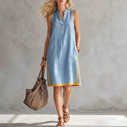 Women's Summer Sleeveless Casual Loose Cotton Linen Dress