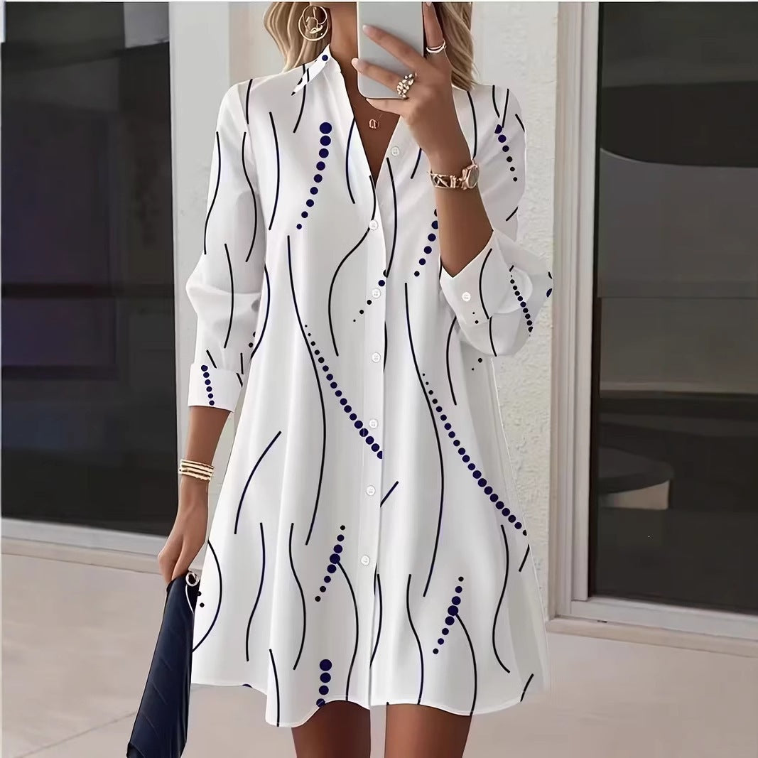 Women's Print Shirt Casual Polka Dot Elegant Dress