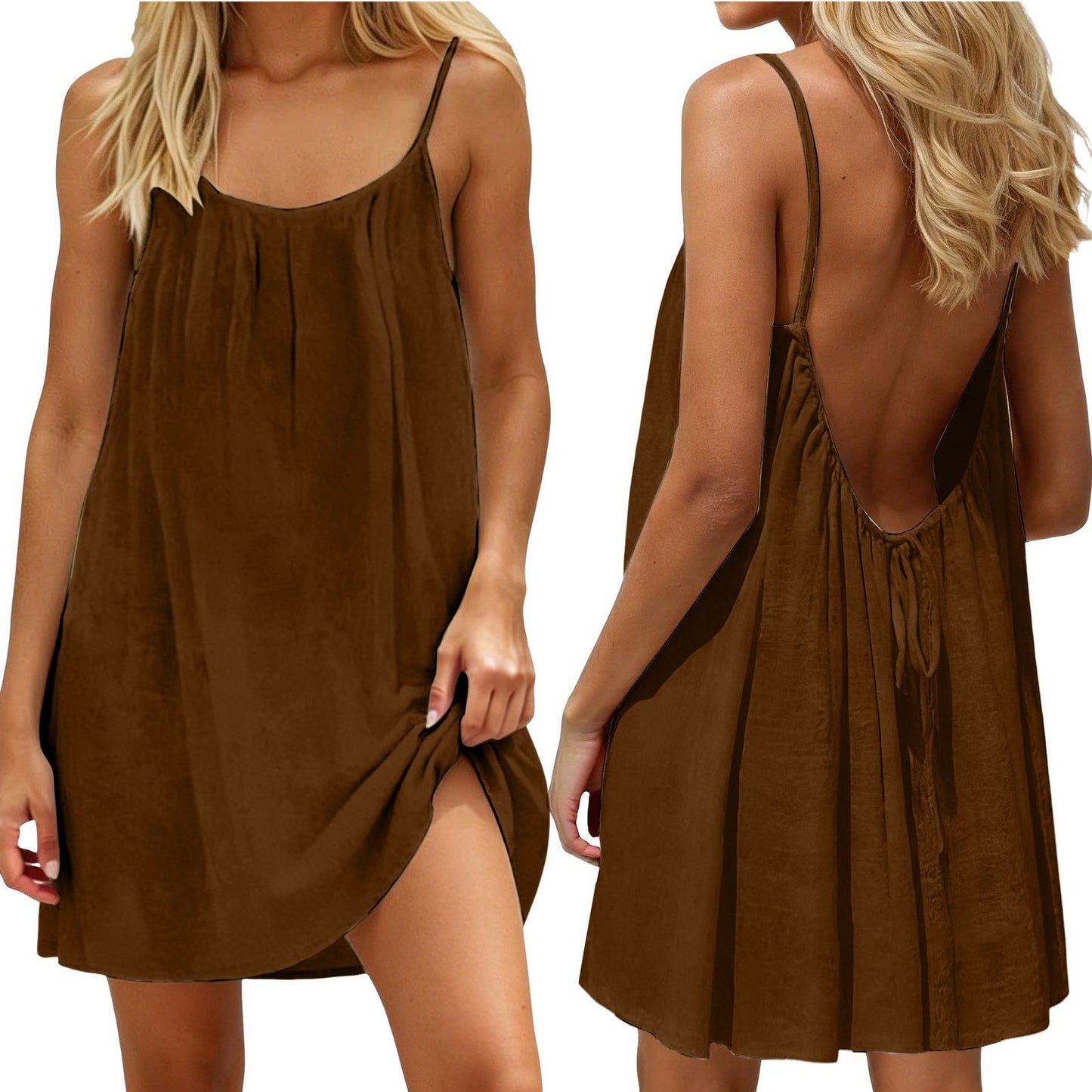 Women's Solid Color Summer Casual Sexy Sling Dress