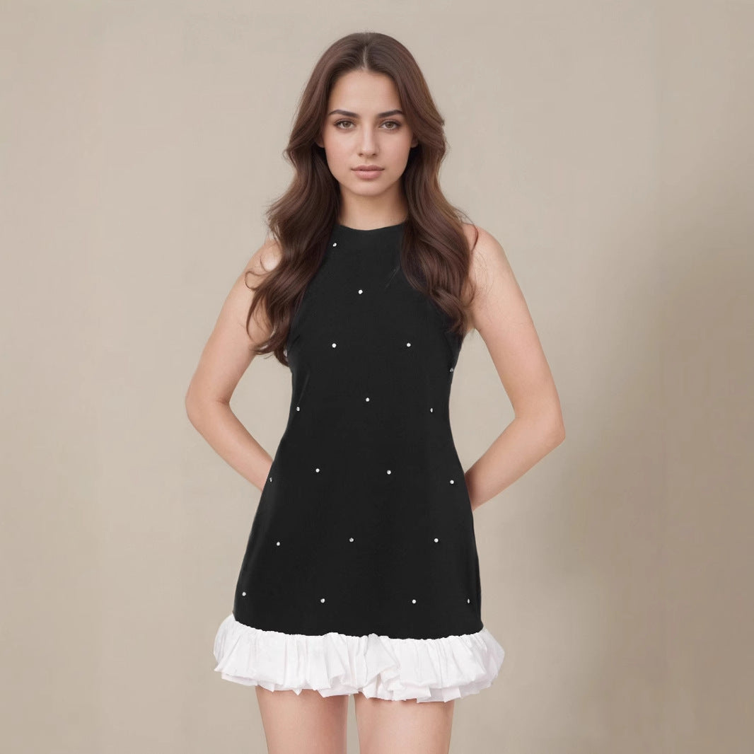 Women's Black Camisole Summer Slimming Starry A- Dresses