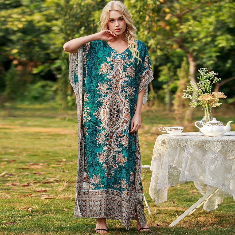 Women's Bohemian Printed Loose Robe Seaside Vacation Plus Size