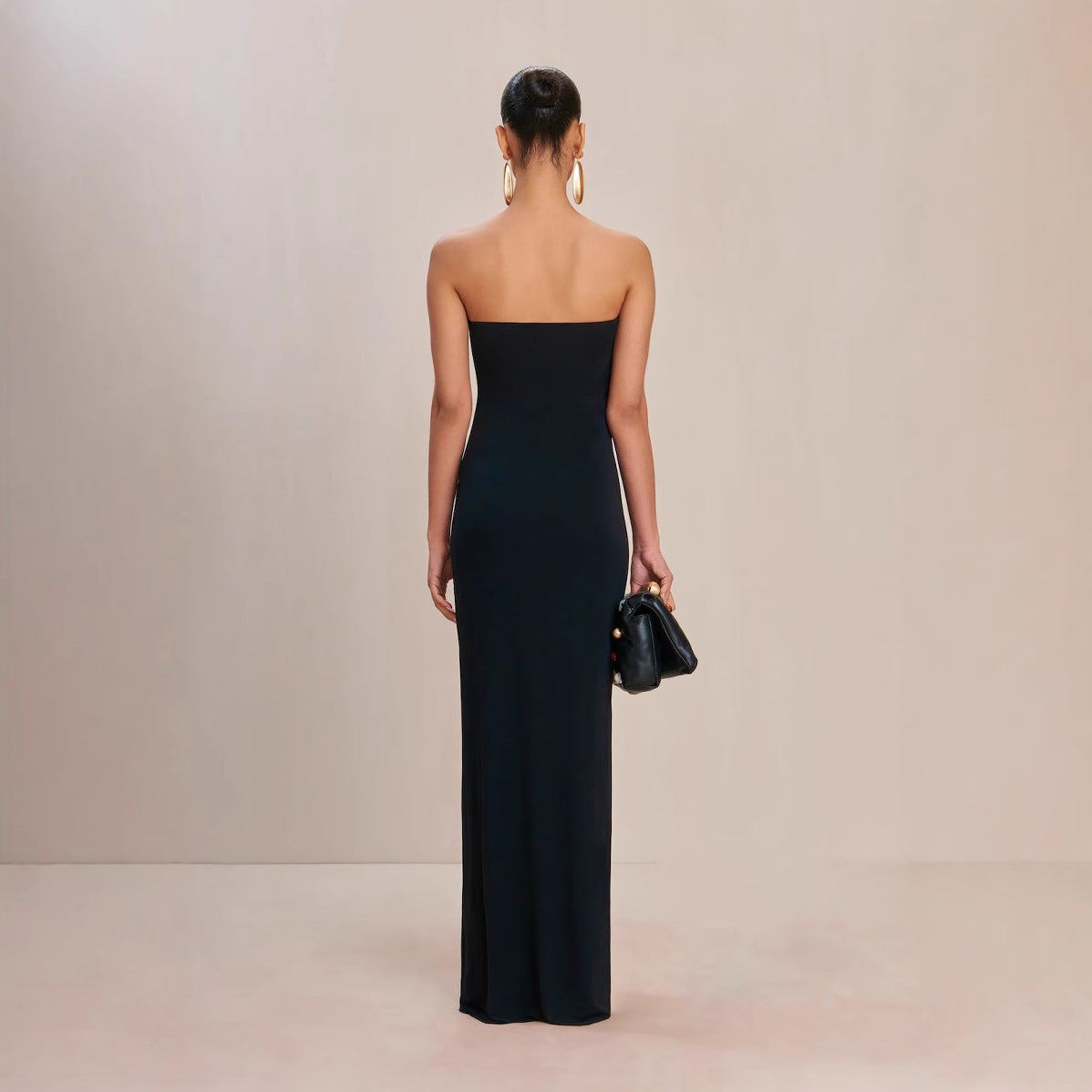 Dress Black Tube Deep V Metal Dresses