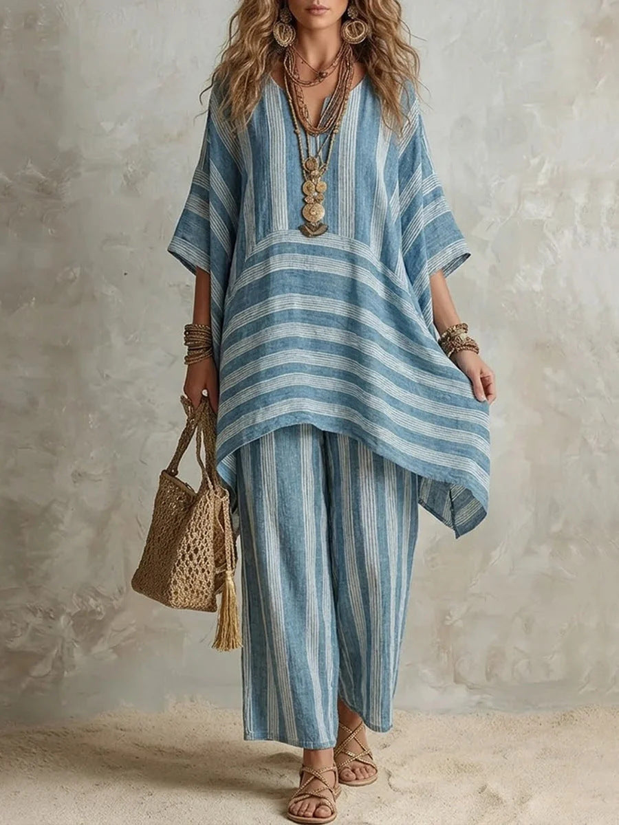 Women's Fashionable Stylish Loose Striped Two-piece Fashion Casual Suit