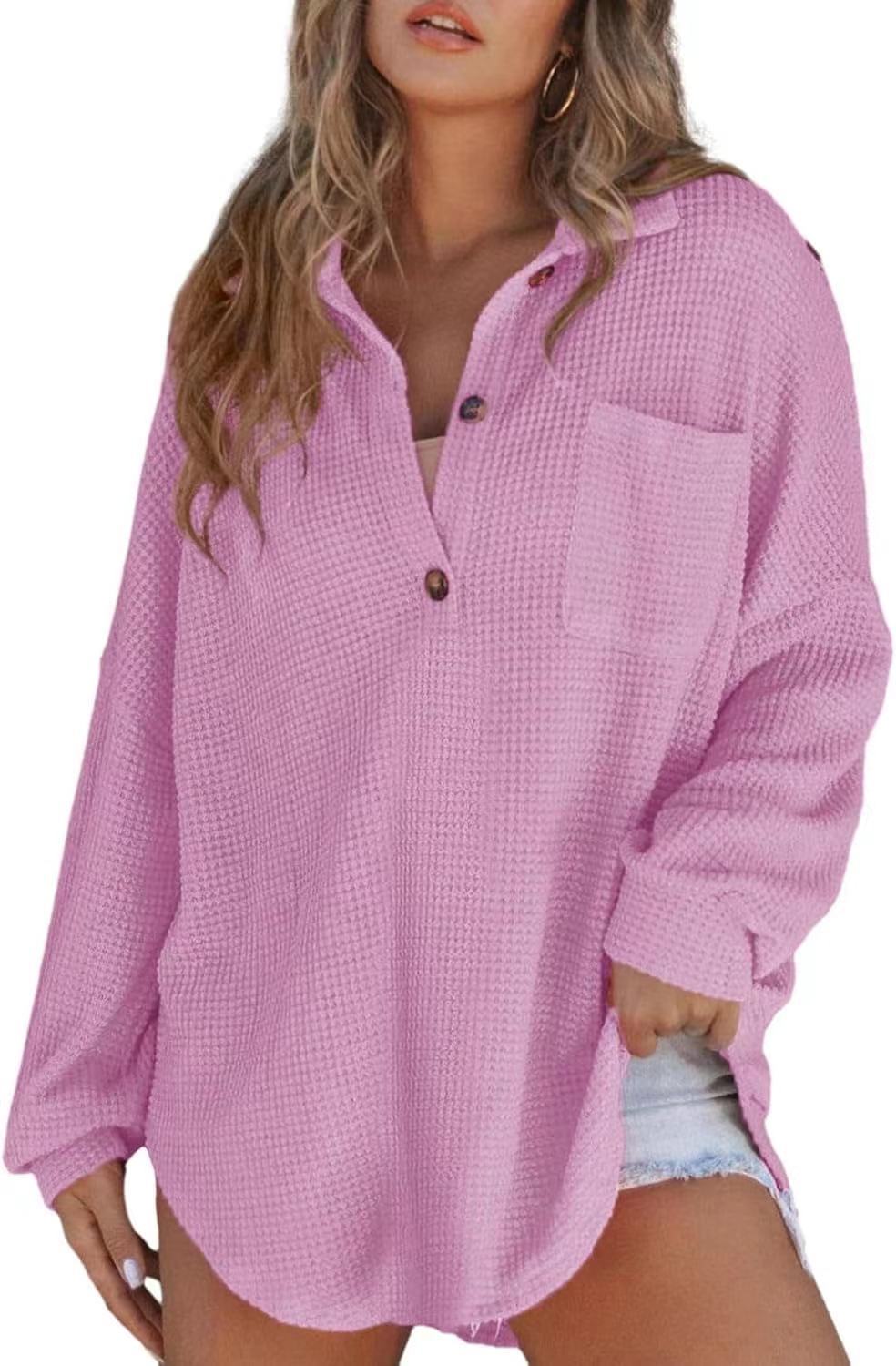 Women's Classy Comfortable Waffle Knit Waist Blouses