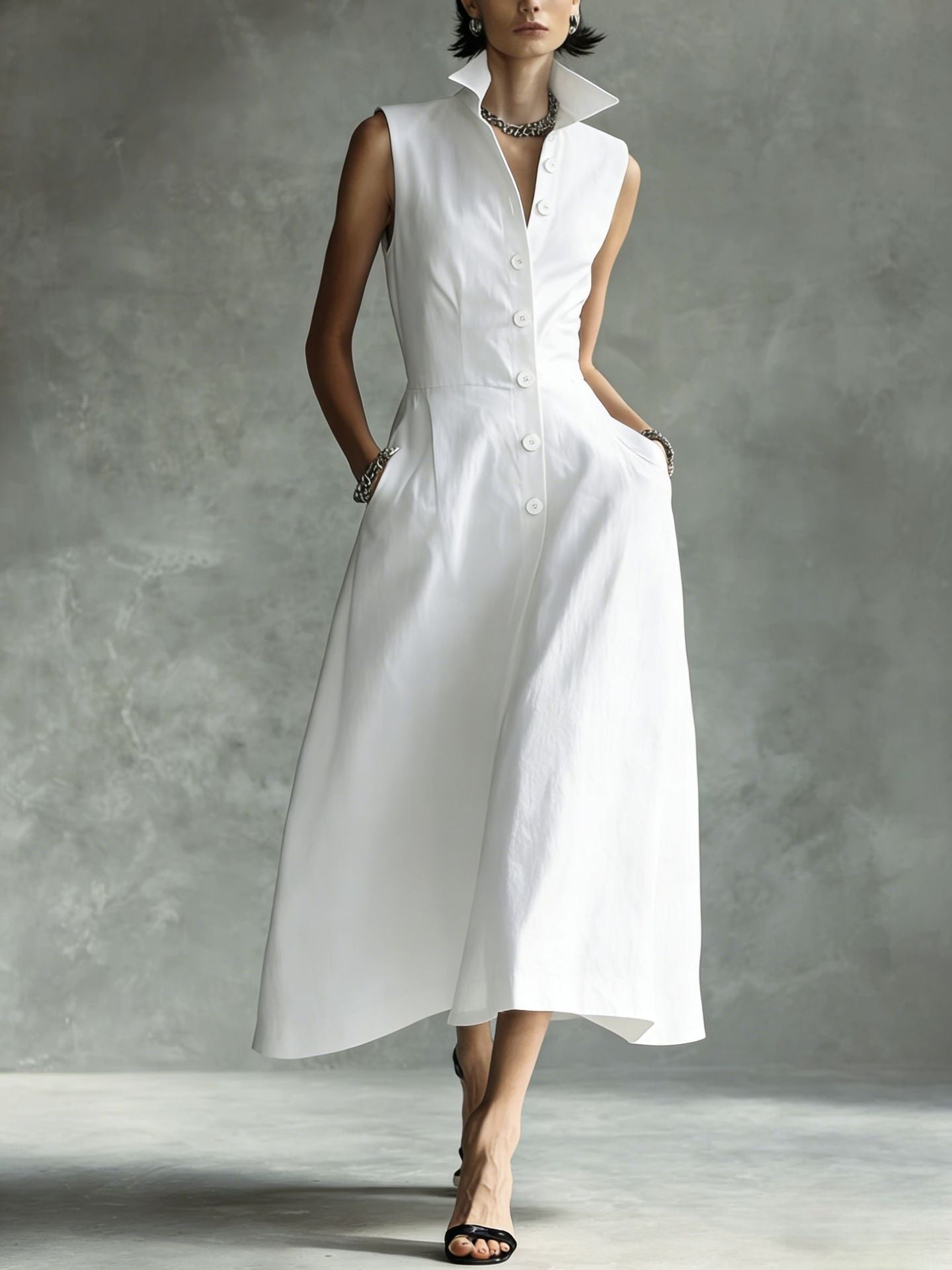 Summer Fashion Casual Stand Collar Elegant Trendy Dress