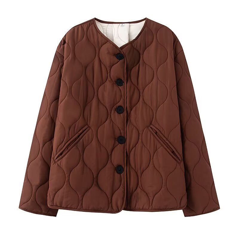 Women's Fashion Casual Diamond Lattice Loose Cotton Coats