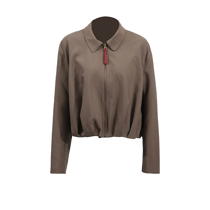 Casual Solid Color Fashion Polo Collar Long Sleeve Zipper Jackets