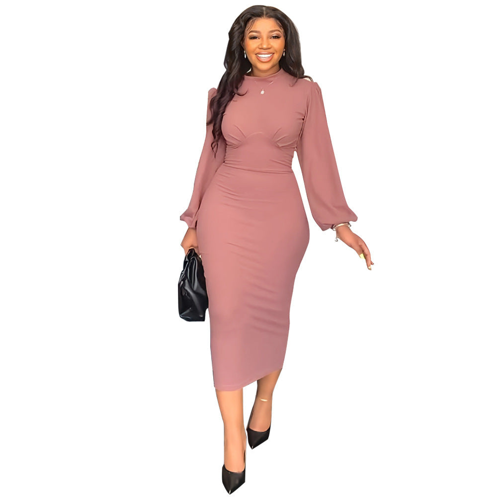 Pleated One-step Elegant Special Split Sleeves Dress