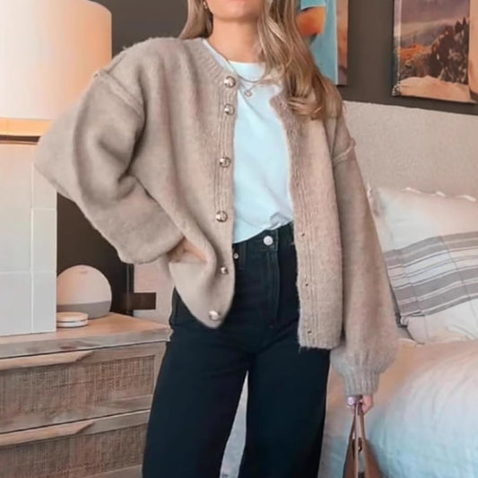 Women's Solid Color British Style Vintage Button Sweaters