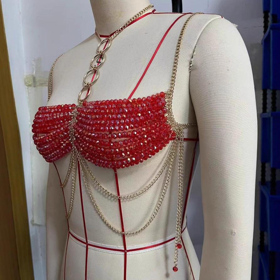 Durable Chest Necklace Pearl Body Chains Tops