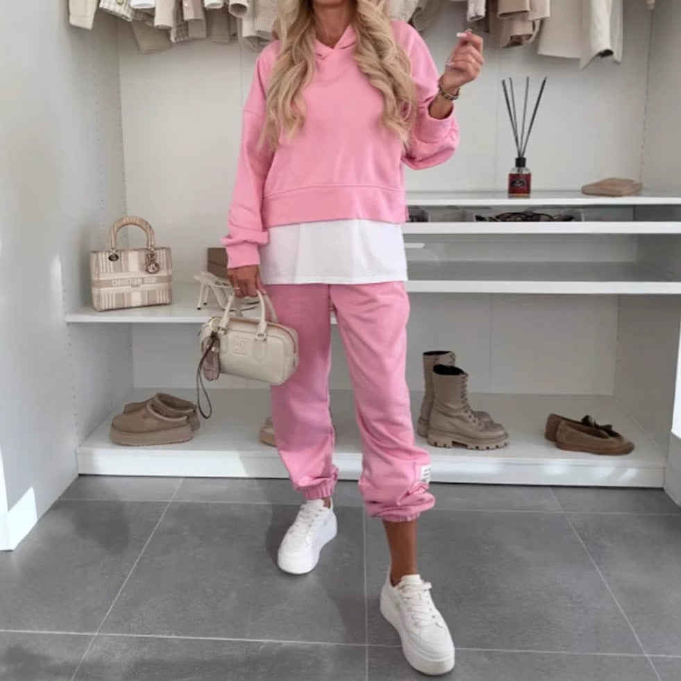 Women's Hooded Fashion Solid Color Casual Sports Suits